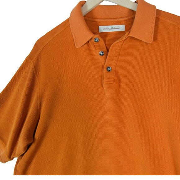Tommy Bahama Sunset Orange 72% Silk Polo Preppy Islandcore Soft Classic L - Picture 3 of 9